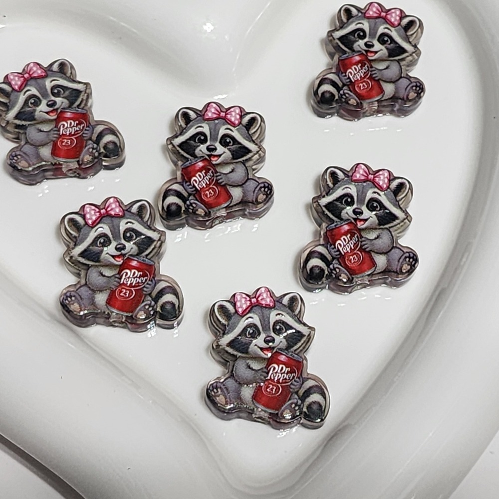 Raccoon Pop Soda Beads 2 Pcs Focal Bead Beaded Pen Jewelry Making Acrylic